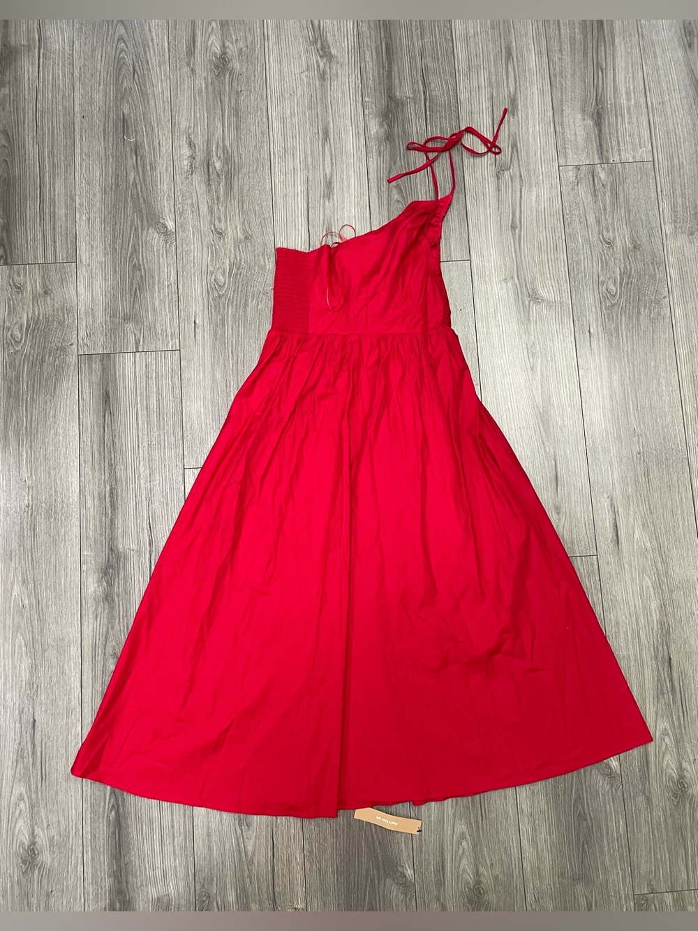 NWT Reformation Red One-Shoulder Cotton Poplin Midi Dress Sz 10
